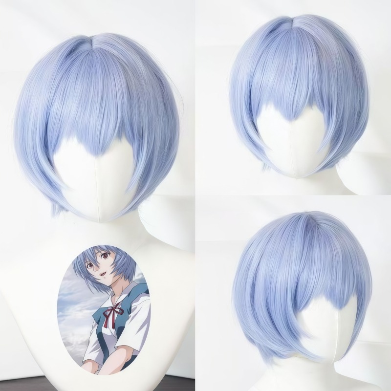 Evangelion Anime Merchandise - Peruca de cosplay EVA Ayanami Rei,