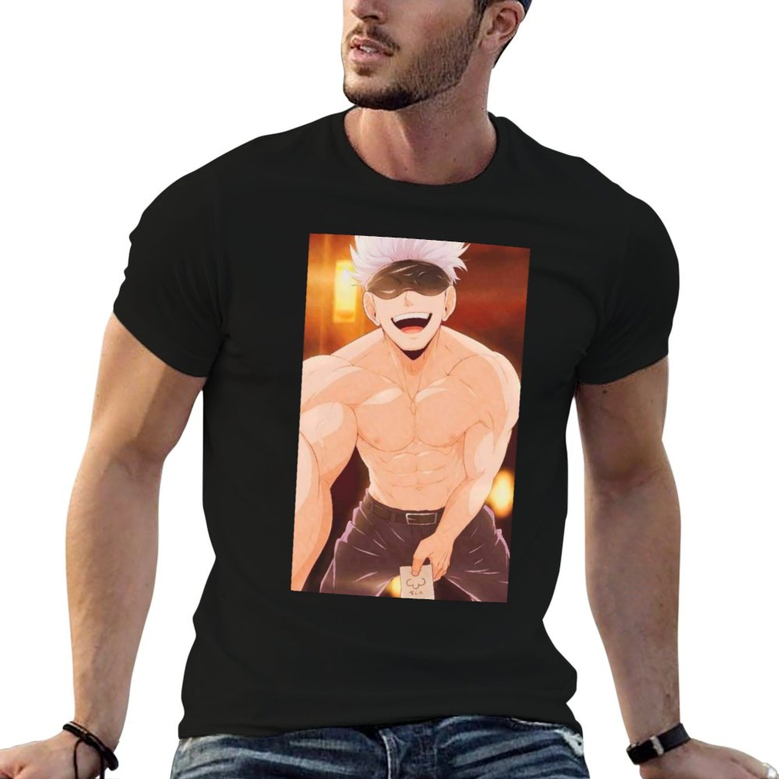Anime Merchandise T-Shirts - Camiseta Gojo Satoru Merchandise para homem,