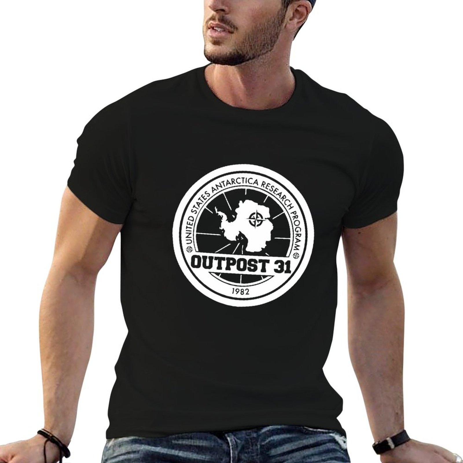 Anime Merchandise T-Shirts - Camiseta masculina com logotipo Outpost 31,